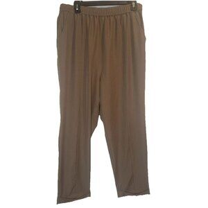 Varley Women’s Brown Cypress Turn Up Elastic Waist Pull On Cuffed Pants Sz XL